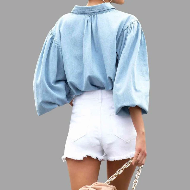 Browse® | Denim Blouse With A Relaxed Fit And Oversized Pockets - Image 3