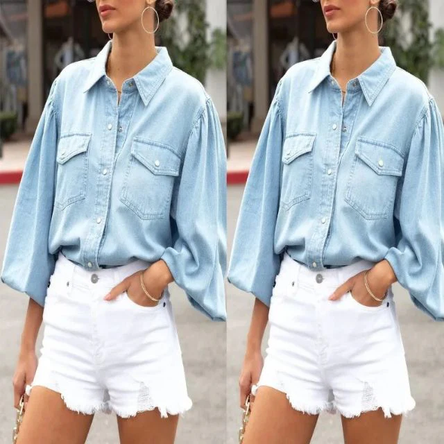 Browse® | Denim Blouse With A Relaxed Fit And Oversized Pockets - Image 5
