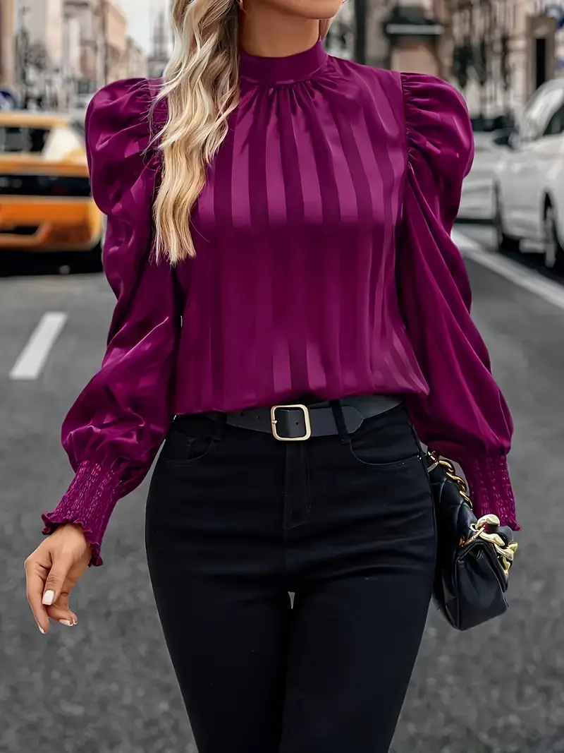 Browsmith® | Blouse With Stand-Up Collar And Puff Sleeves - Image 2