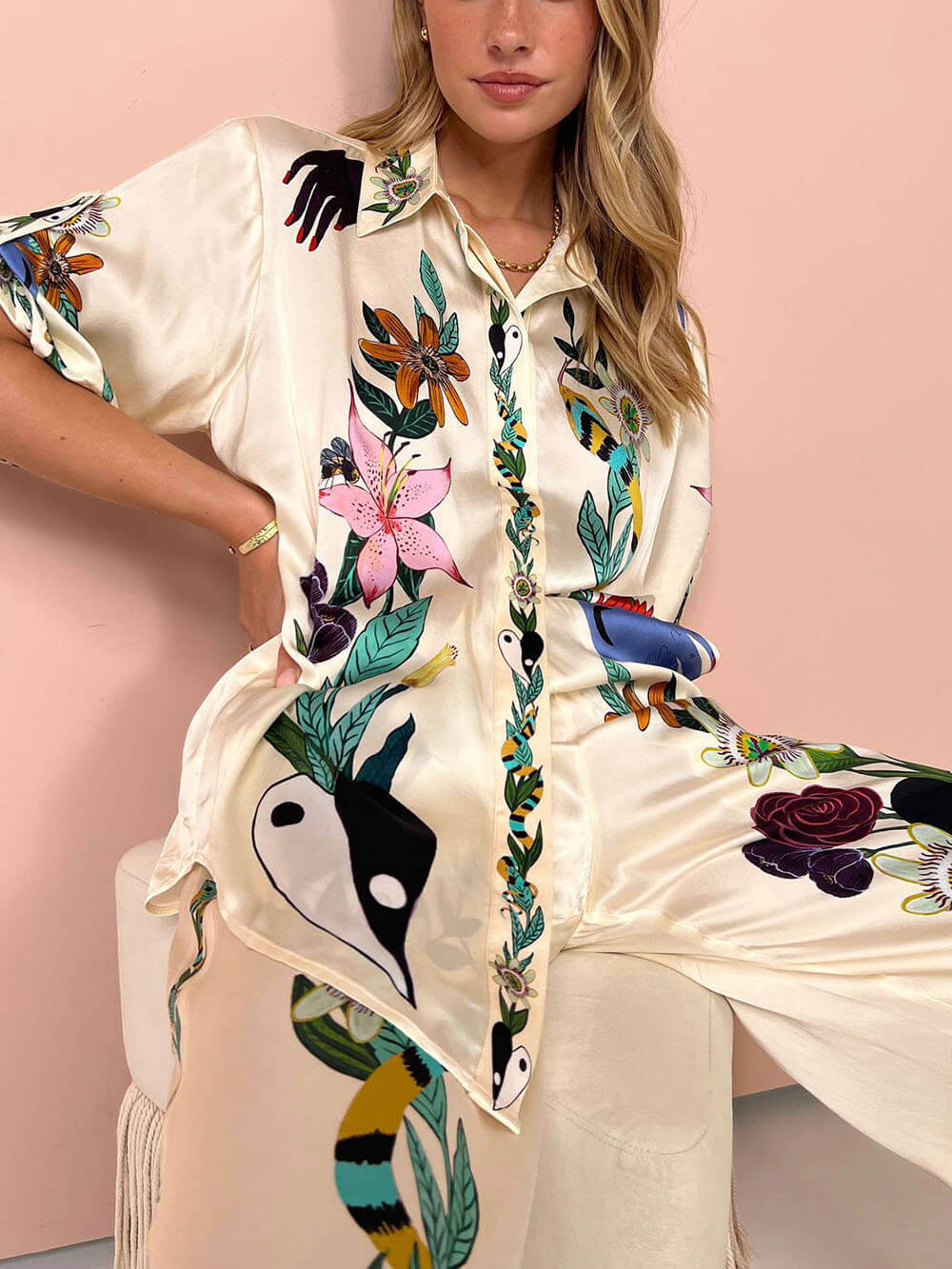 Brozna® | Stylish Satin Set [Blouse + Pants] - Image 3