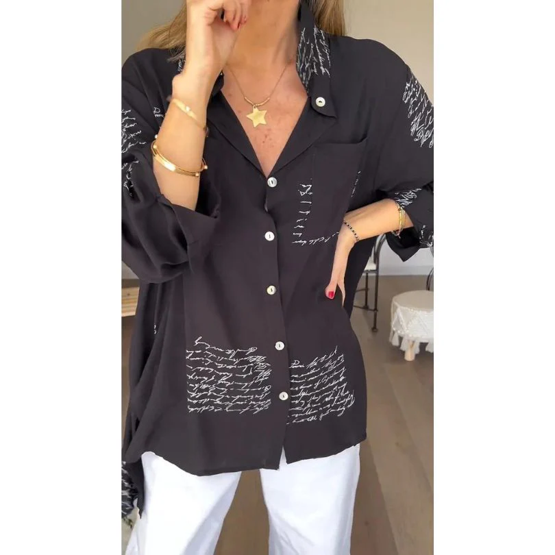 Broznan® | Stylish Blouse With Letter Print - Image 6