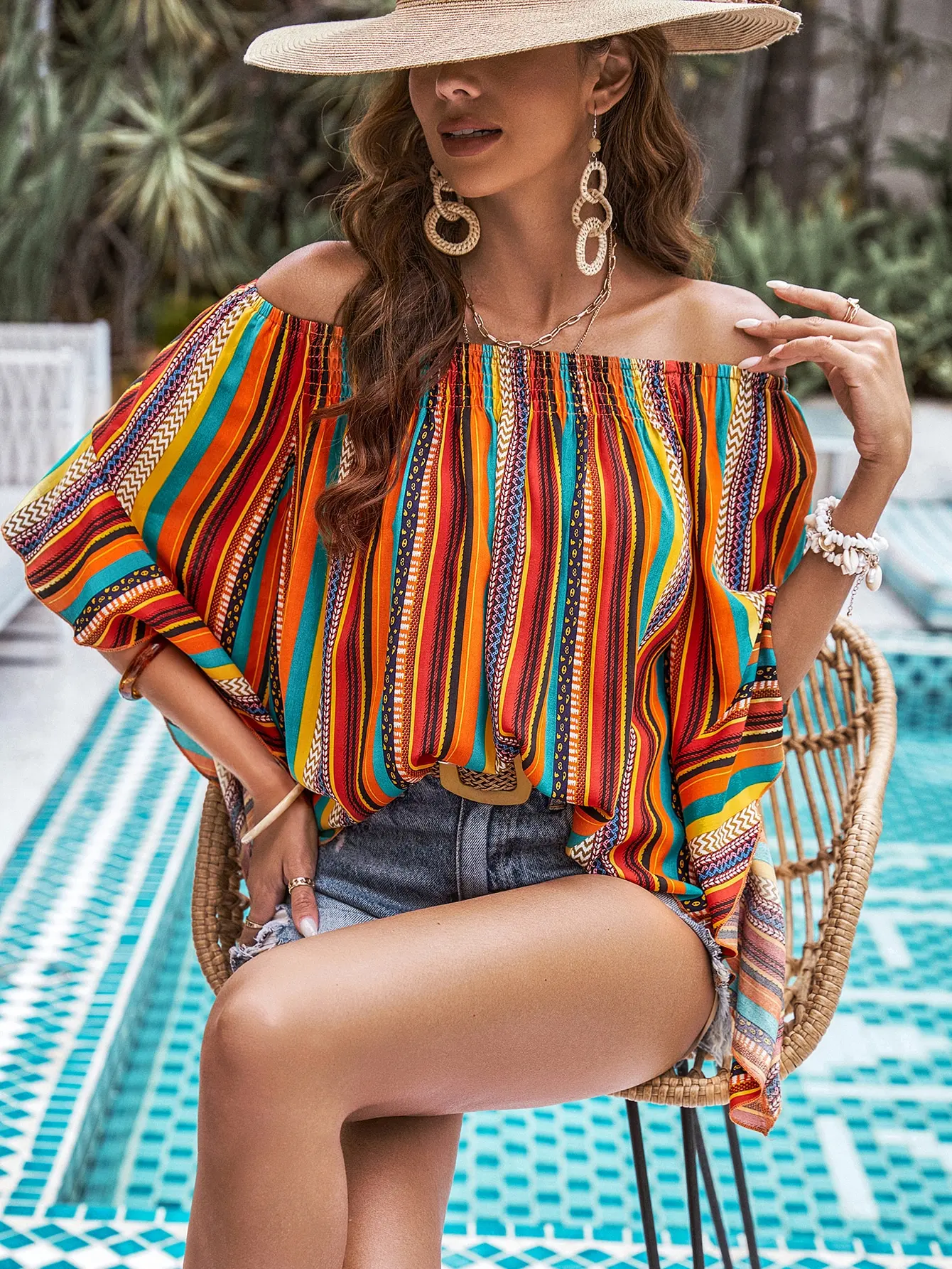 Brumbach® | Boheme Striped Off-Shoulder Blouse - Image 2