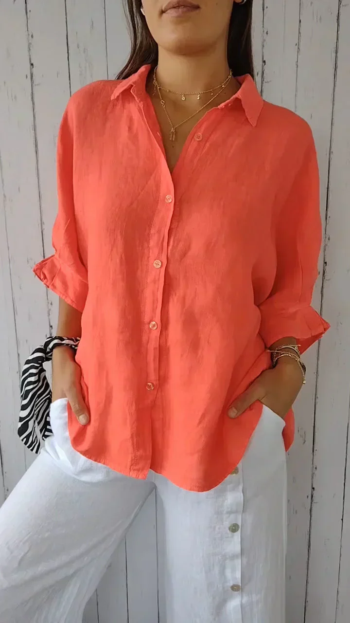 Brumfitt® | Blouse Made Of Cotton And Linen With A Button Placket - Image 6