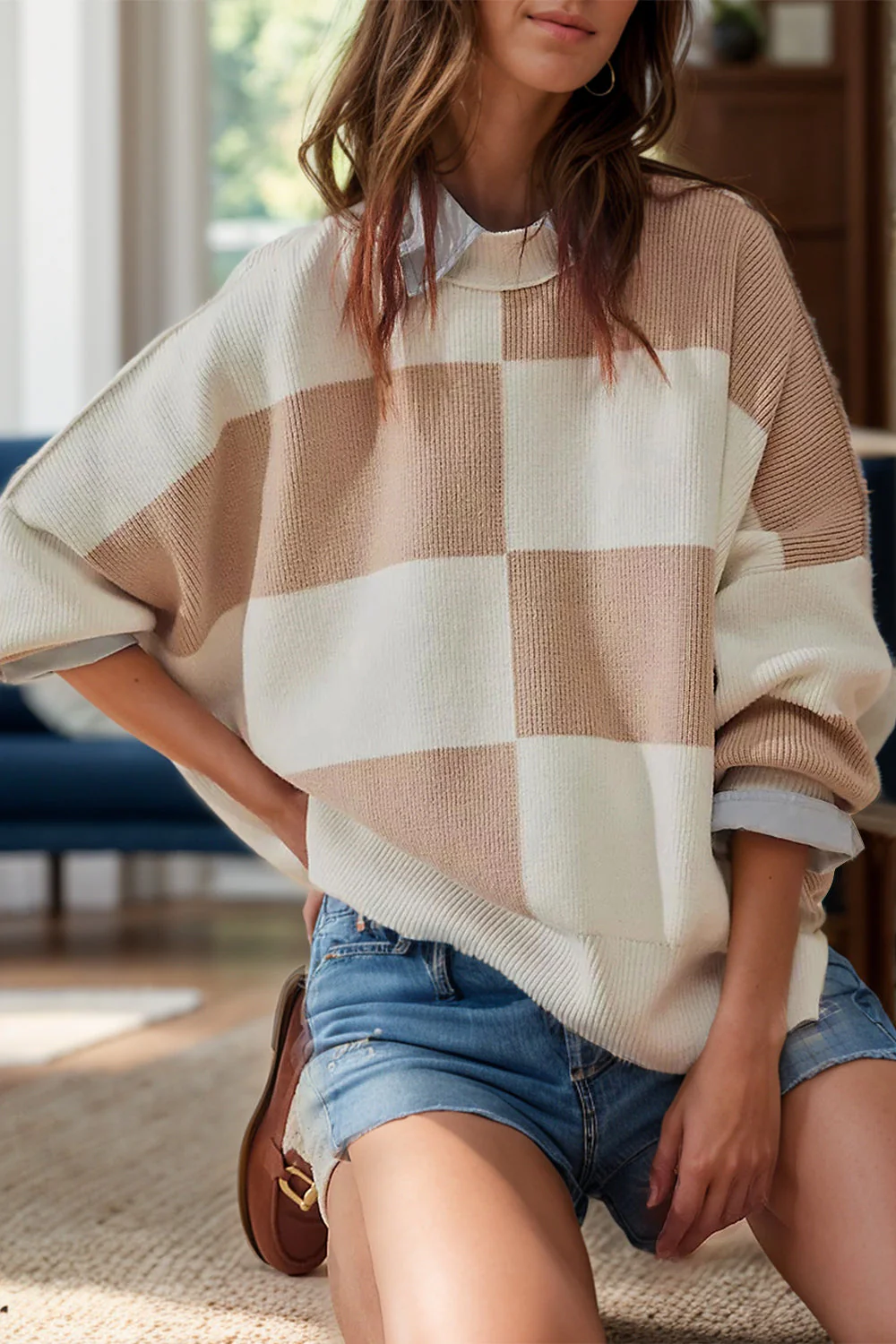 Bruna | Color block sweater with a crew neck and long sleeves