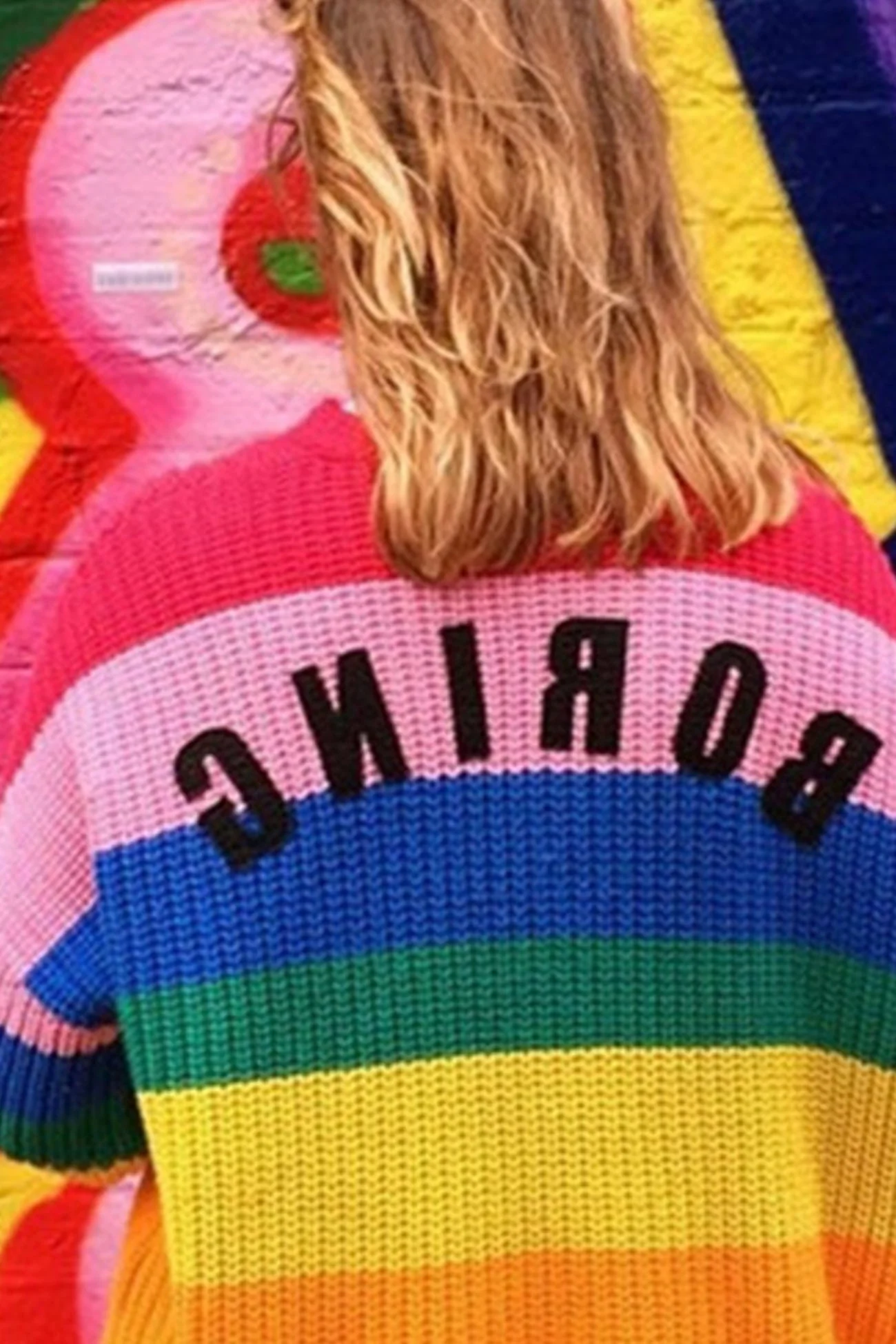 Bruna | Rainbow contrast knit cardigan - Image 3