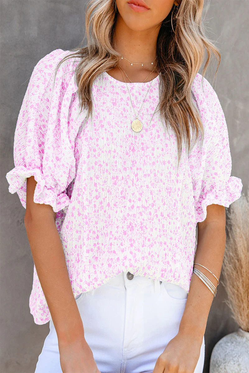 Brunella® | Elegant Floral Blouse With Puff Sleeves - Image 2