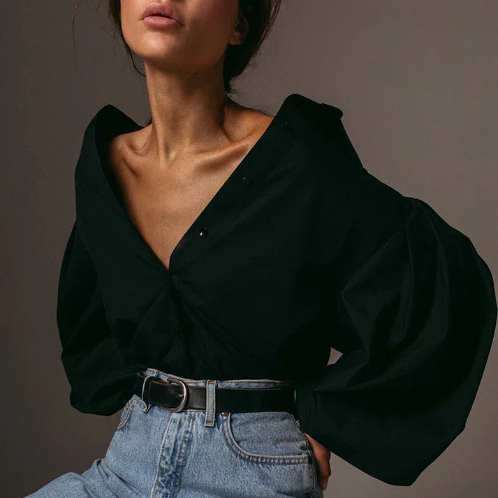 Bryanne® | Women Puff Sleeve Button Blouse