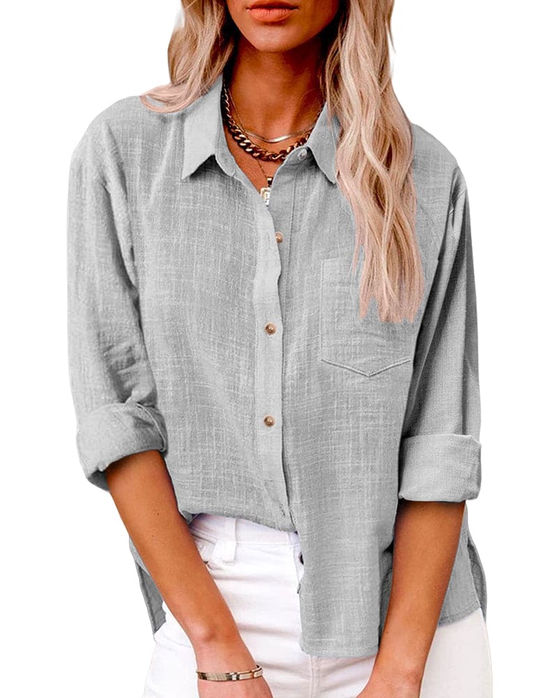 Bryatt® | Long Sleeve Linen Button Down Shirt For Women - Image 3
