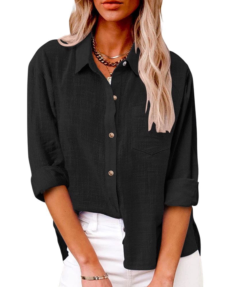 Bryatt® | Long Sleeve Linen Button Down Shirt For Women - Image 4