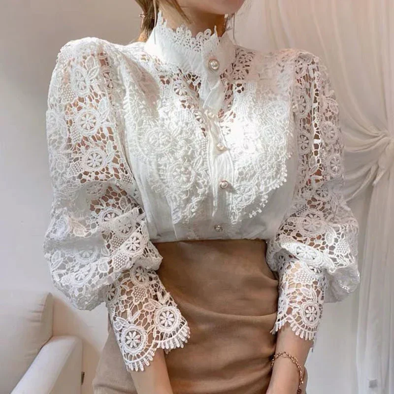 Bubla® | Hollow Floral High Neck Blouse - Image 11