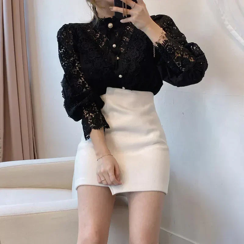 Bubla® | Hollow Floral High Neck Blouse - Image 12