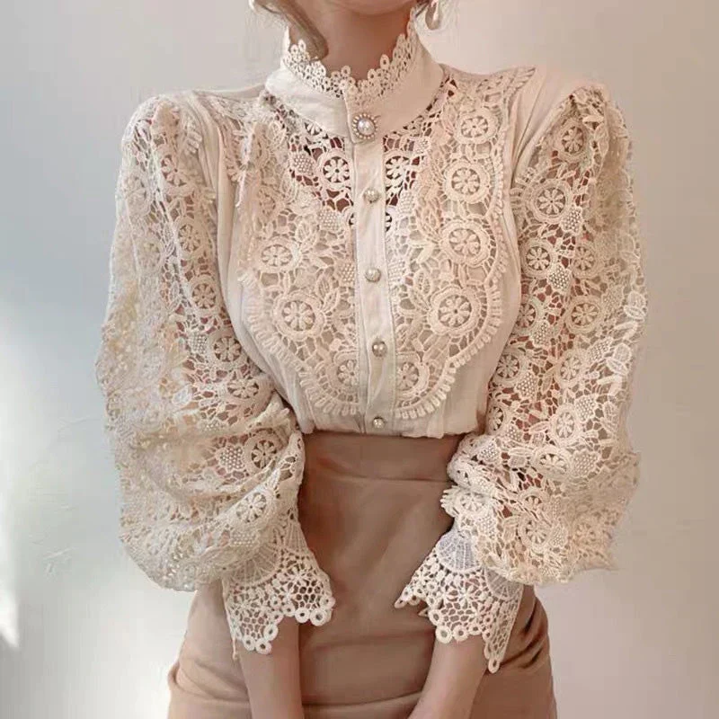 Bubla® | Hollow Floral High Neck Blouse - Image 13