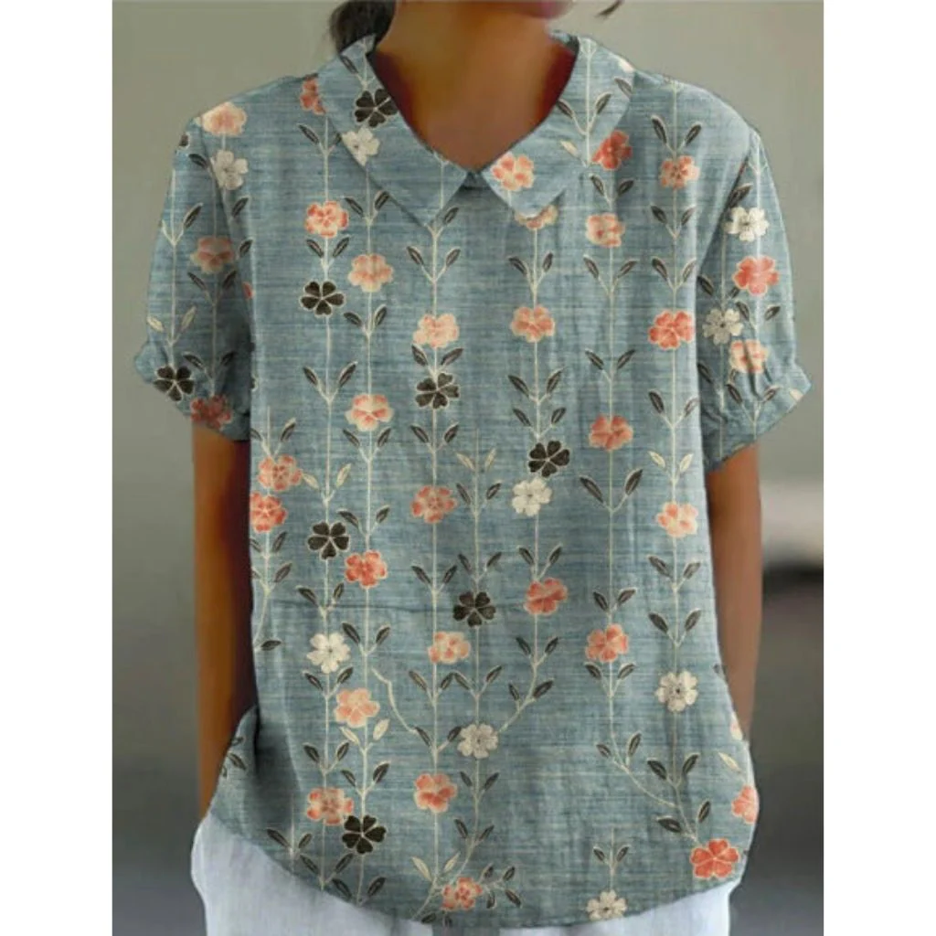 Bubna® | Cotton Linen Blouse With A Pastoral Floral Pattern - Image 2