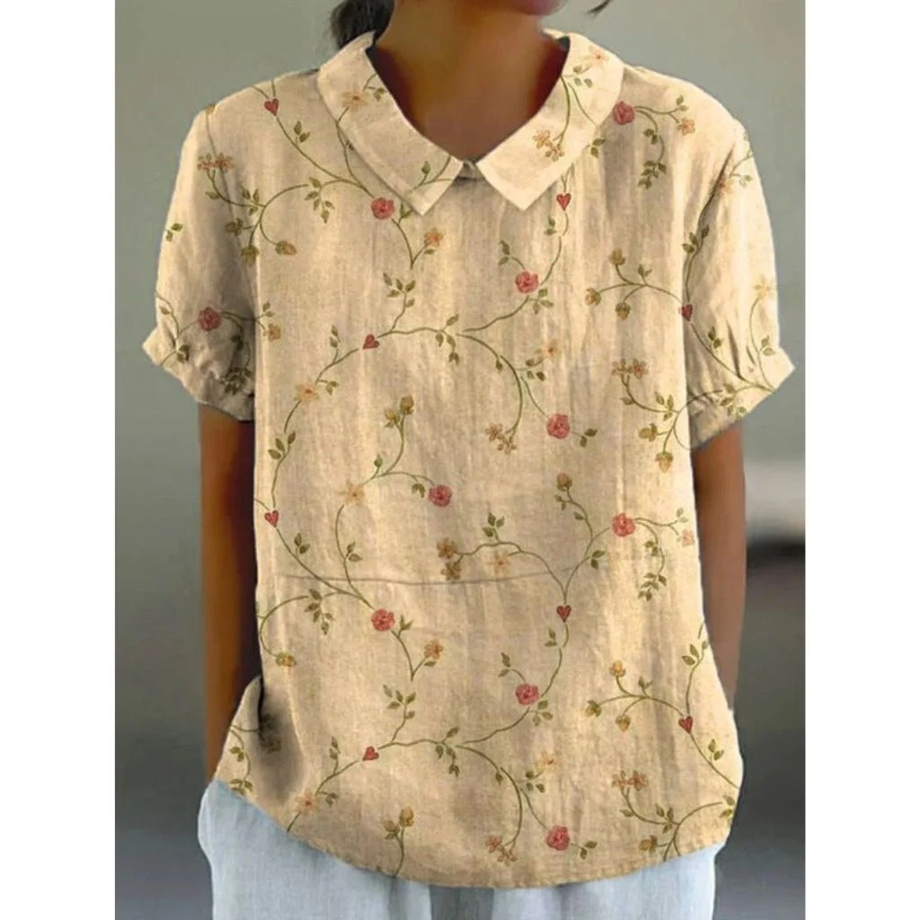 Bubna® | Cotton Linen Blouse With A Pastoral Floral Pattern - Image 3