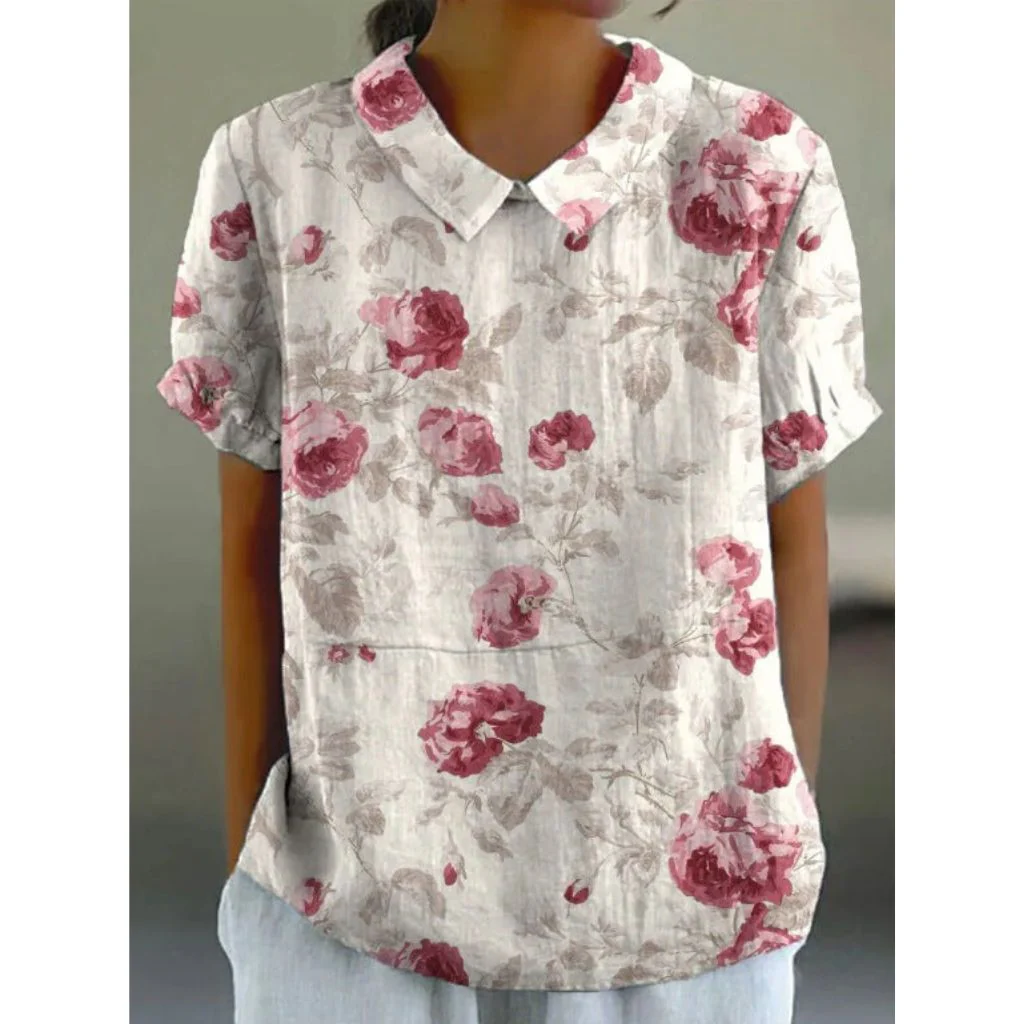 Bubna® | Cotton Linen Blouse With A Pastoral Floral Pattern - Image 5