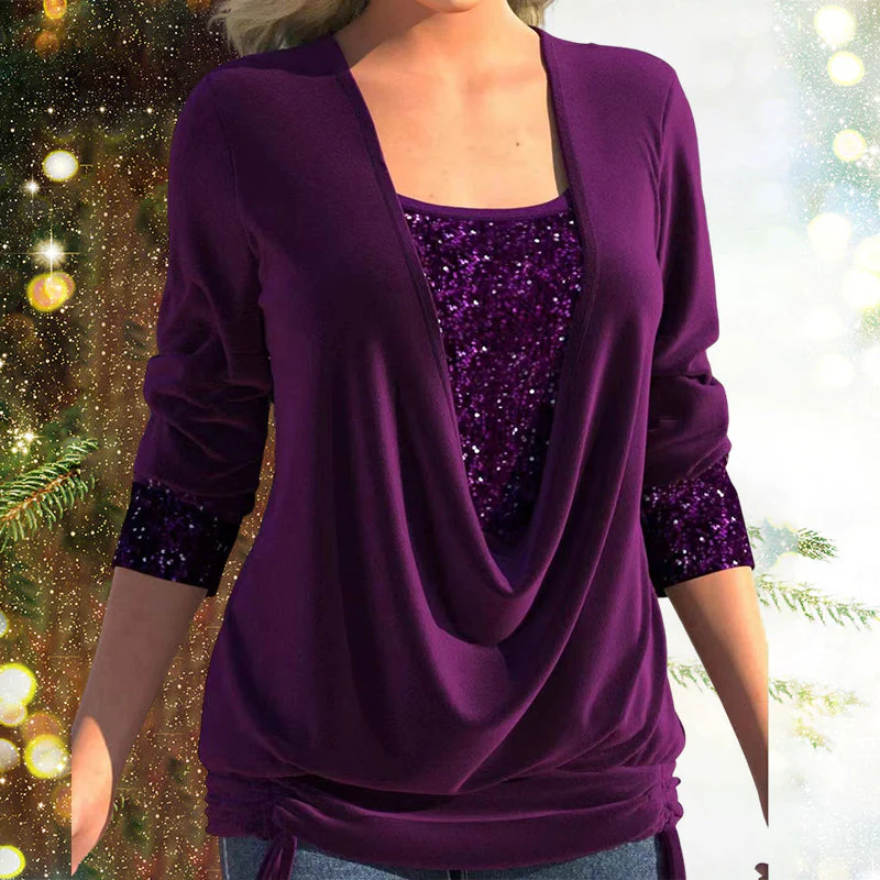 Buce® | Women'S Blouse Long Sleeves And Sequins, Elegant And Comfortable Fit - Image 3