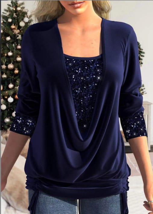 Buce® | Women'S Blouse Long Sleeves And Sequins, Elegant And Comfortable Fit - Image 8
