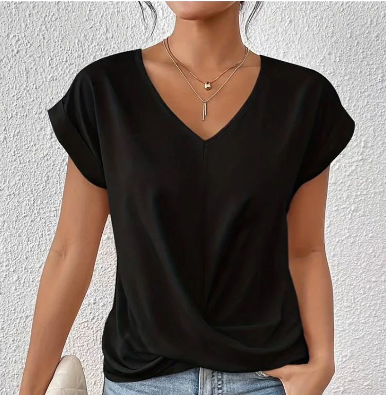 Buchek® | Women'S V-Neck Blouse With Short Sleeves - Image 6