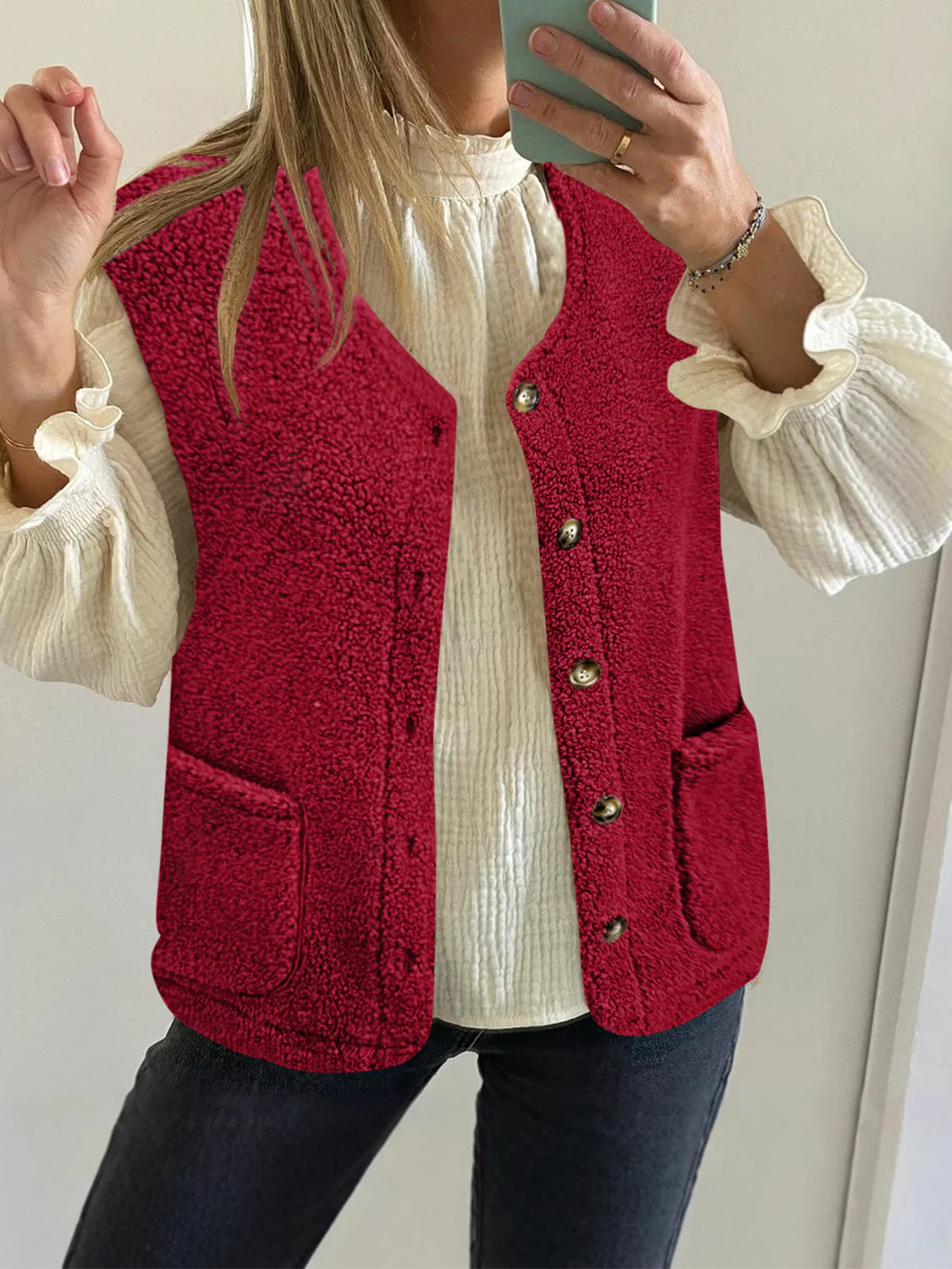 Caridad | Buttoned vest coat with pockets - Image 11