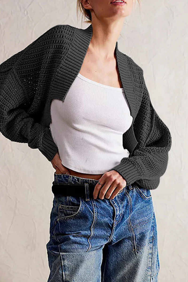 Carina | Casual everyday outerwear with plain woven pattern and cardigan collar - Image 7