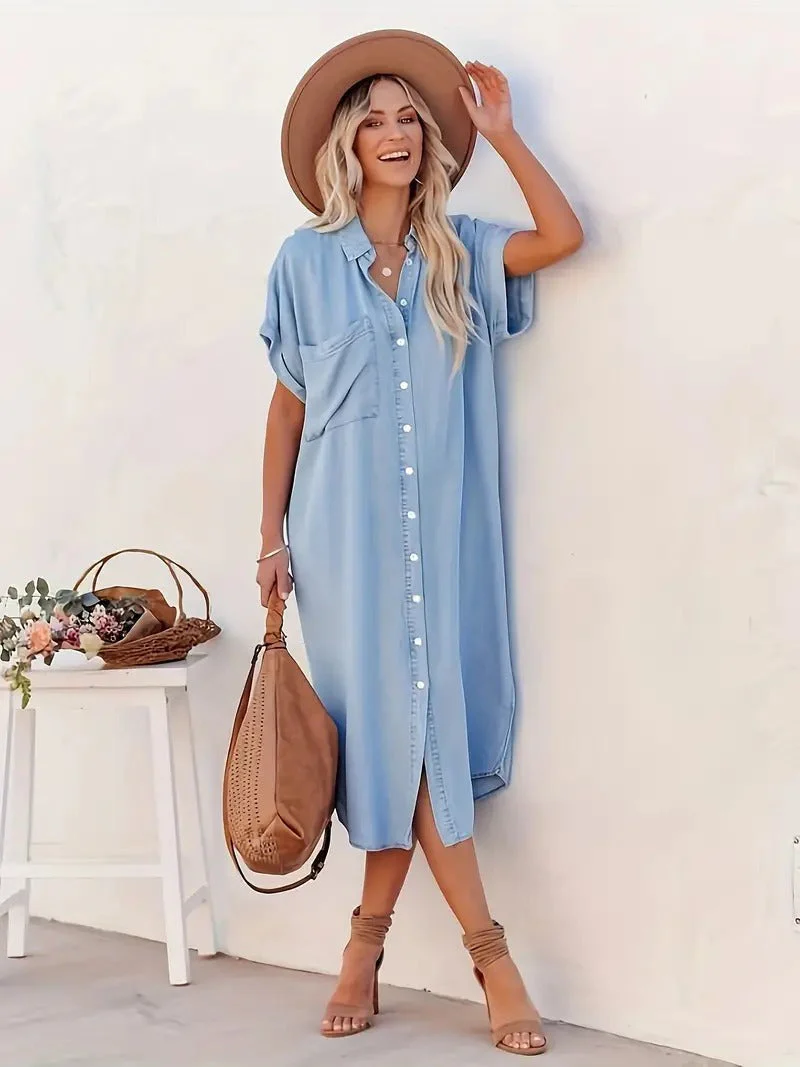 Carina® | Denim Dress Batwing Sleeves - Image 6