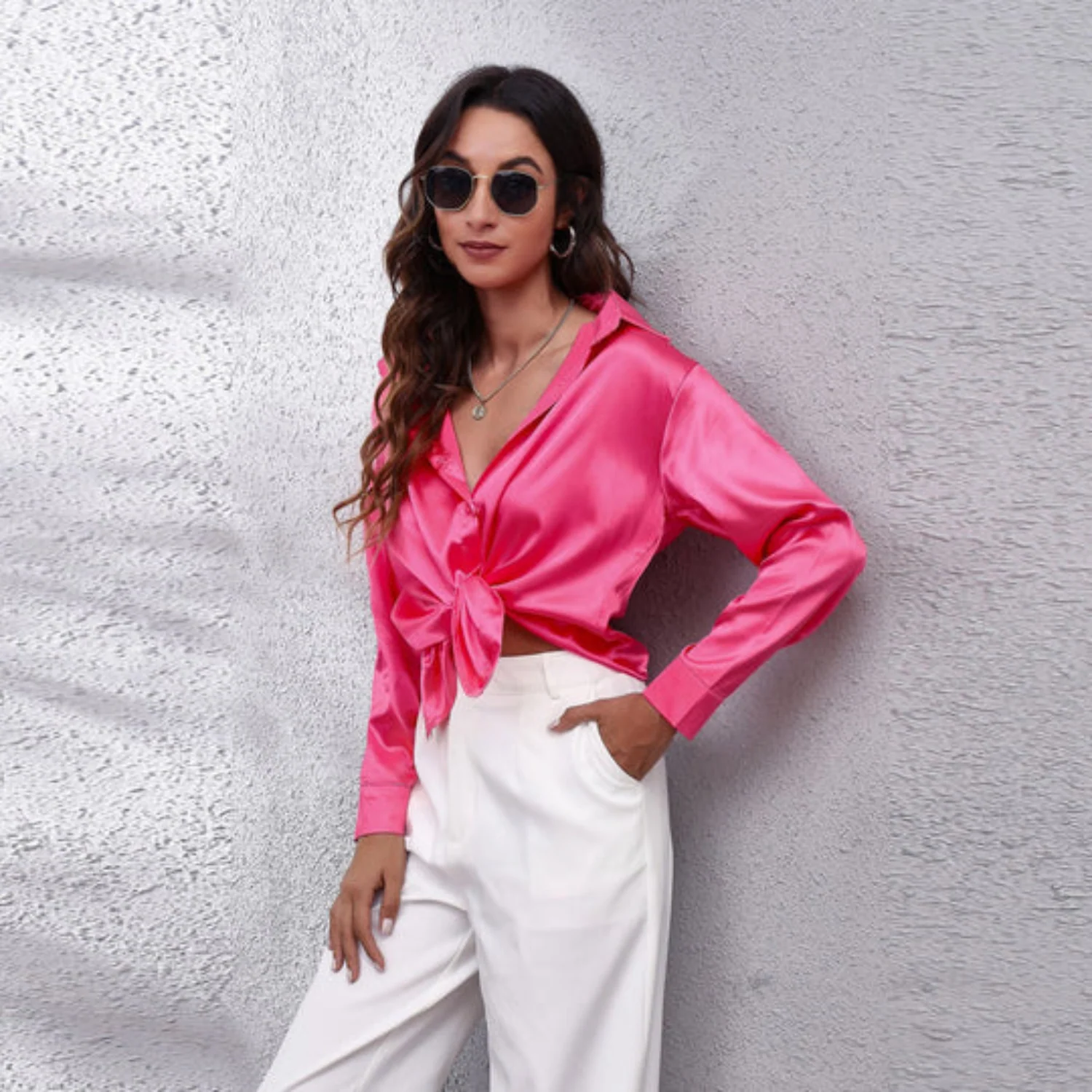Carina | Satin summer blouse for women - Image 4