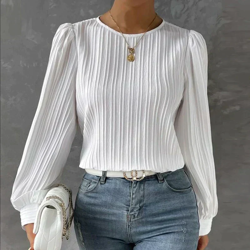 Carina® | Striped Blouse Round Neck Blouse
