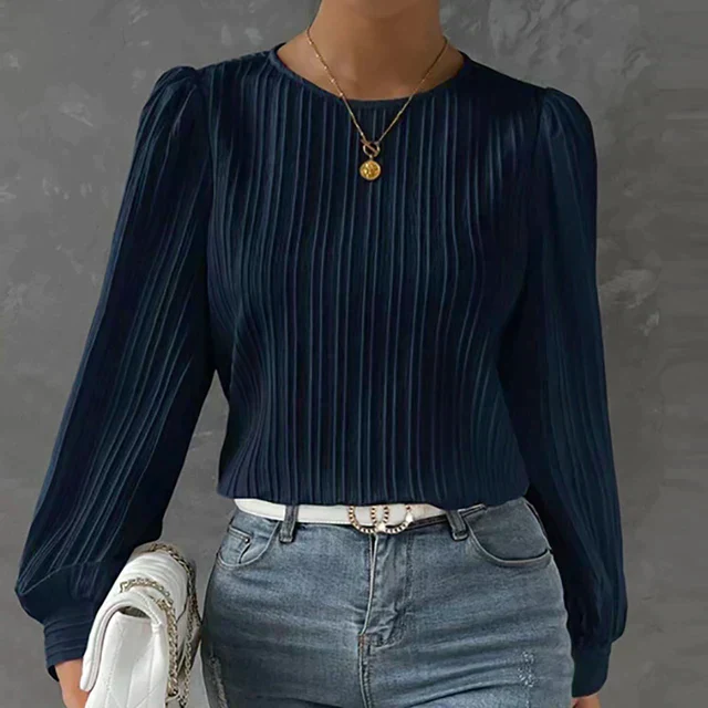 Carina® | Striped Blouse Round Neck Blouse - Image 6
