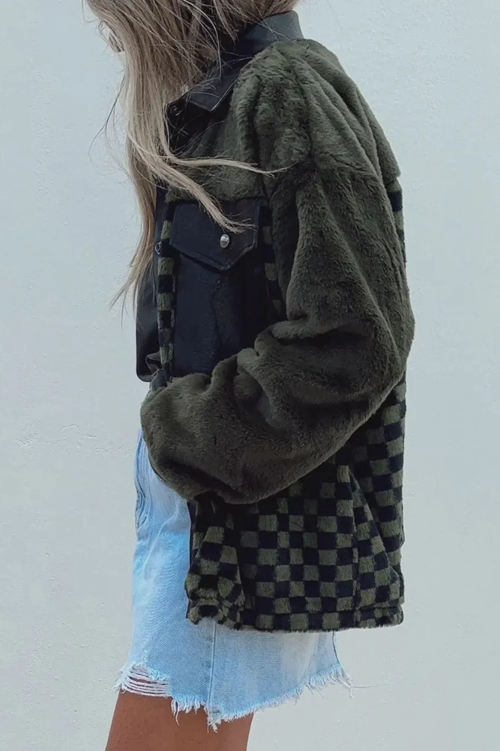 Carla | Jacket with checked collar and pockets - Image 2