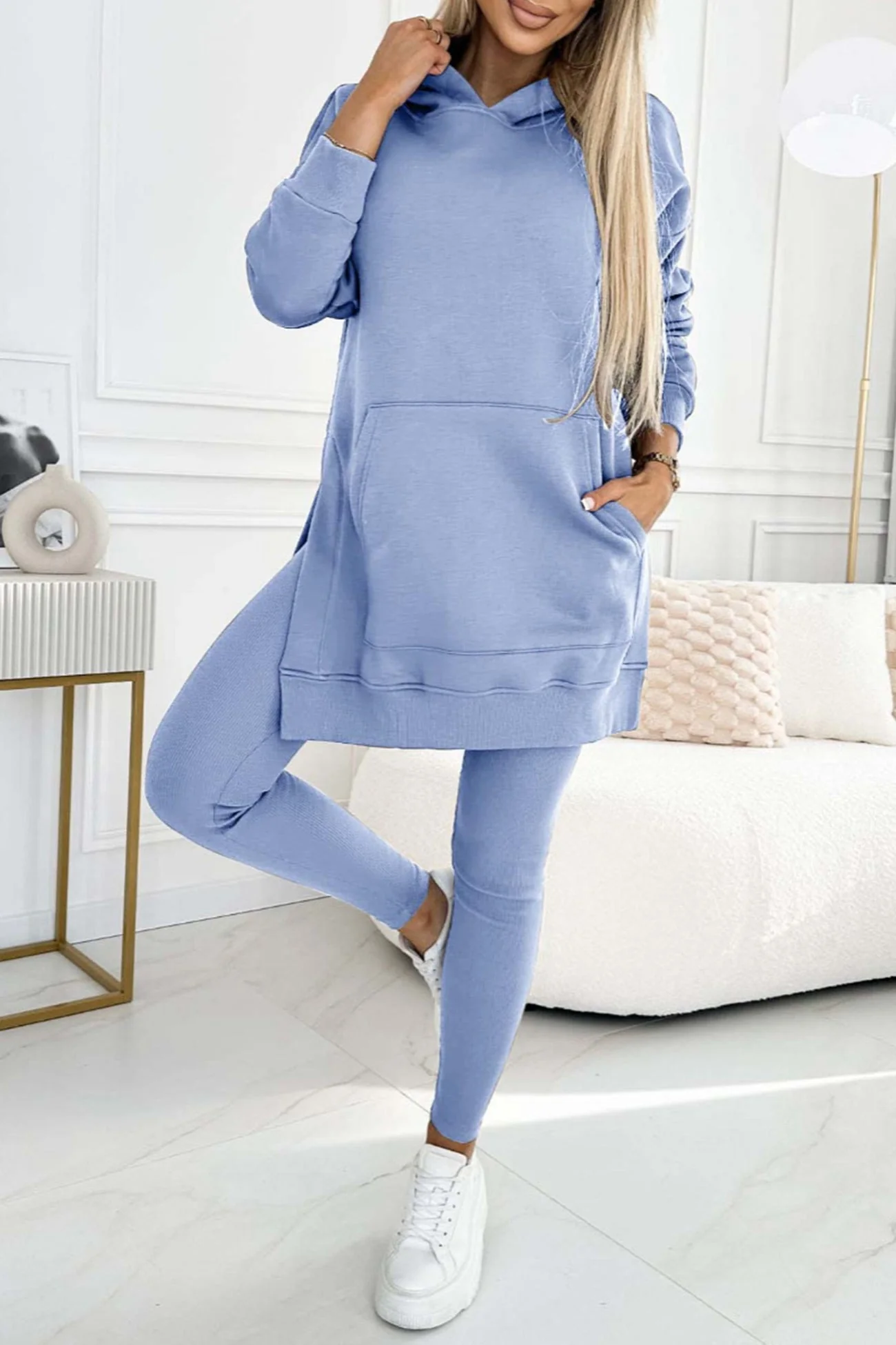 Carla | Mid-Length Hooded Slit Leggings Suits