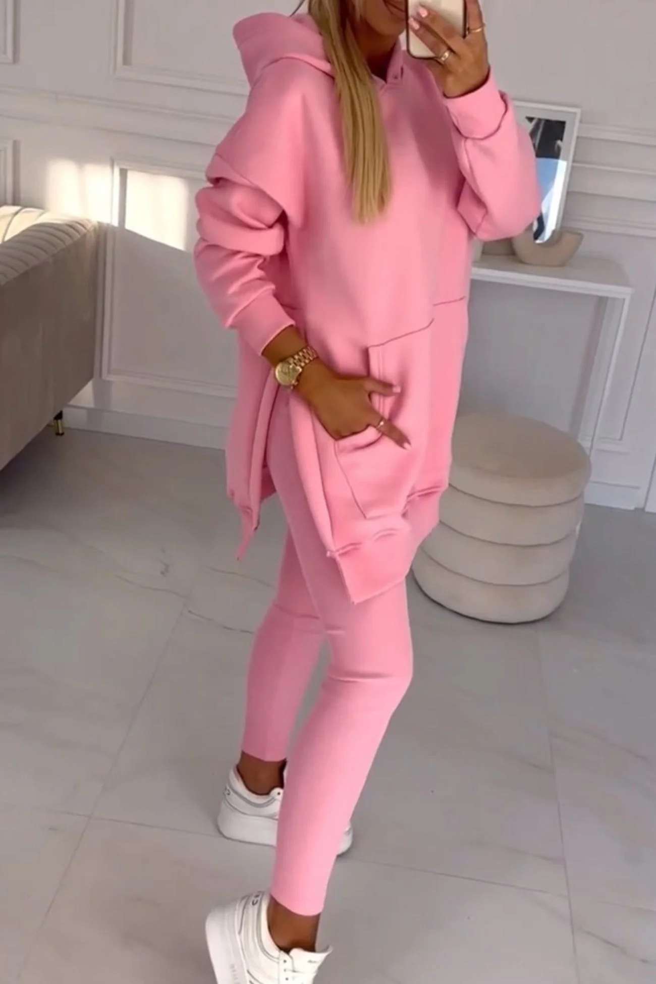 Carla | Mid-Length Hooded Slit Leggings Suits - Image 6