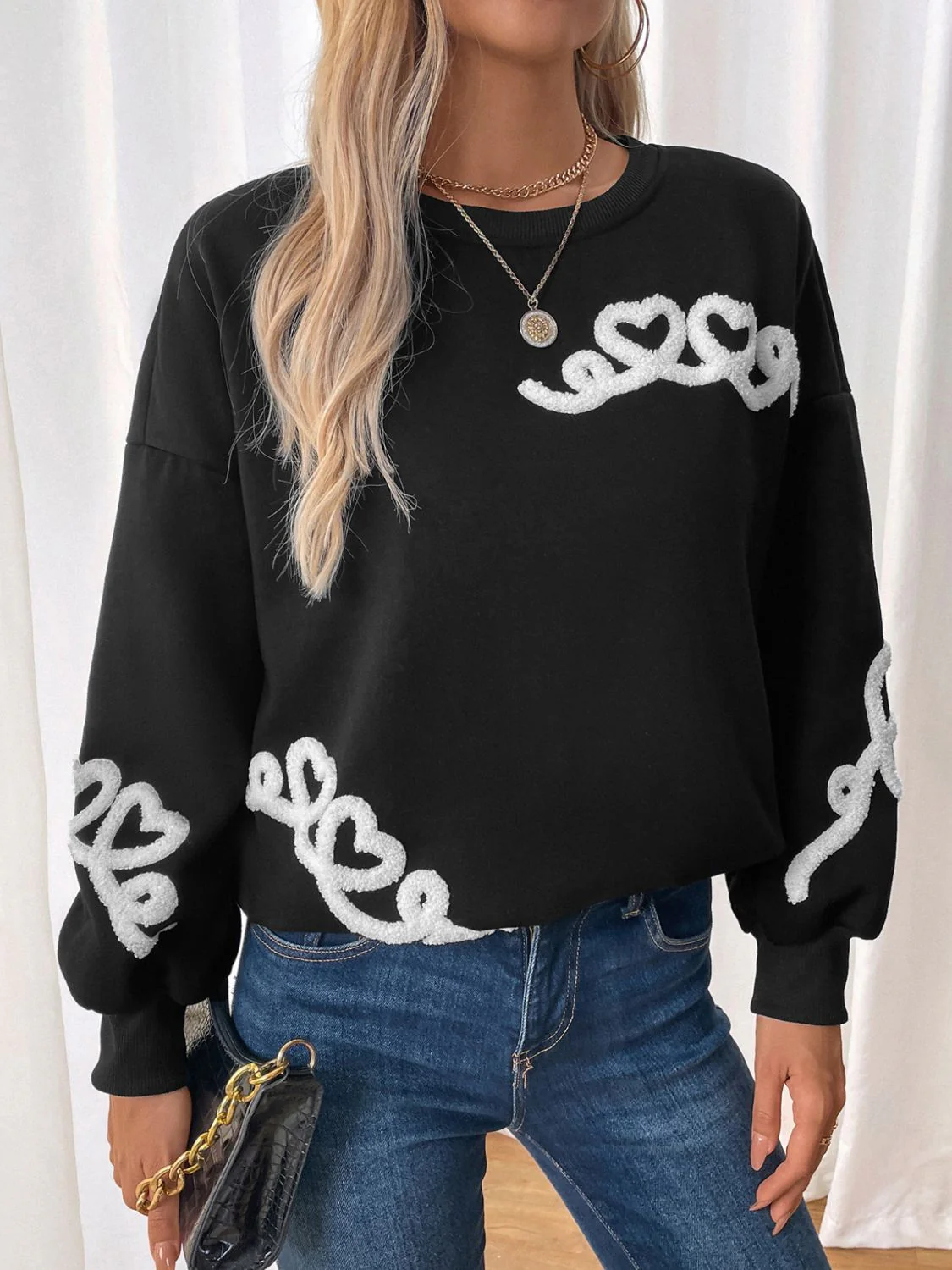 Carla | Perfee Heart crew neck long sleeve sweater - Image 6