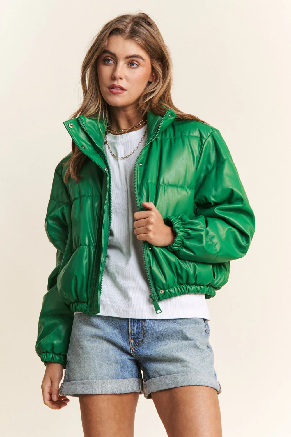 Carmen | J.NNA Popper Zip Turtleneck Short Puff Jacket - Image 4