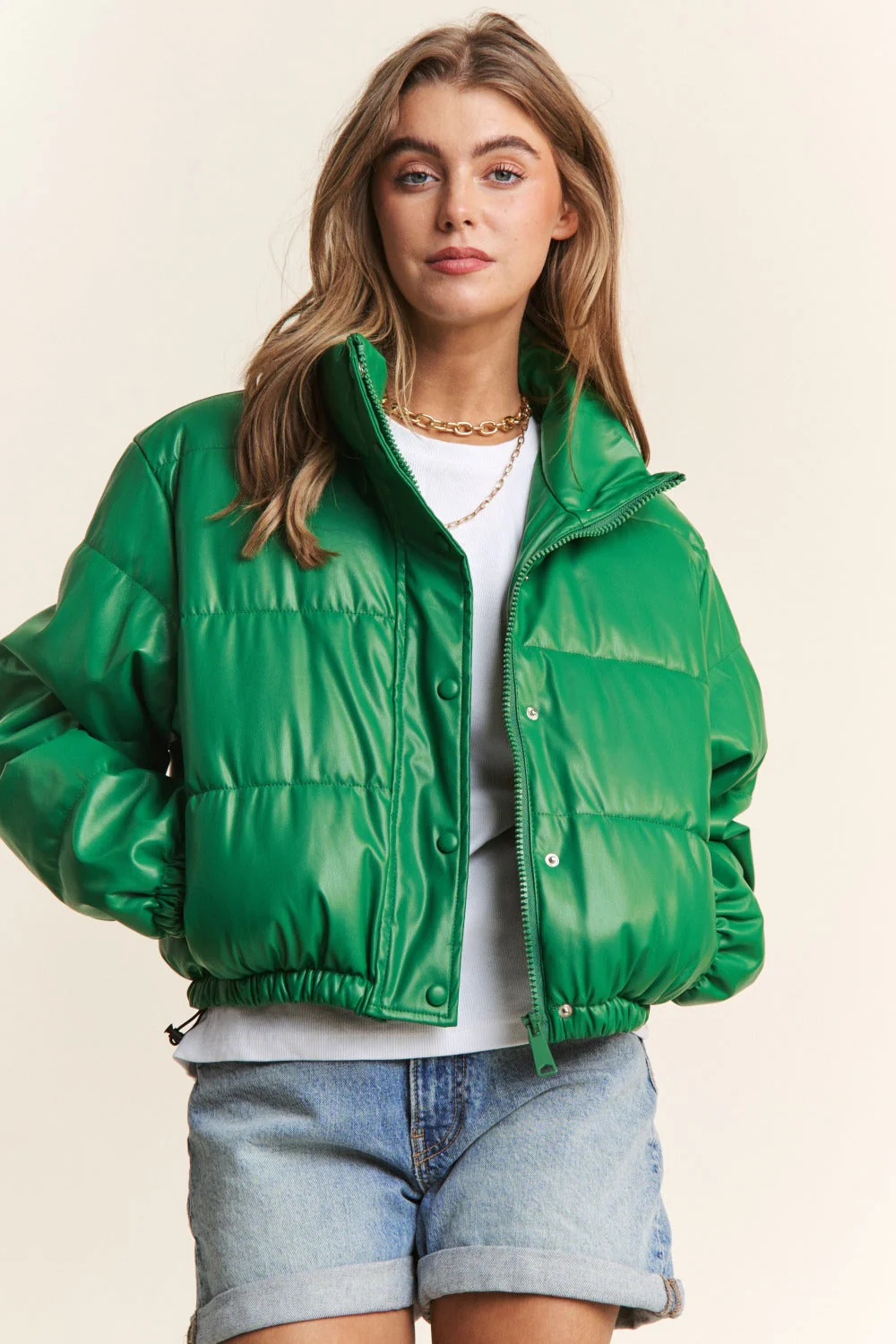 Carmen | J.NNA Popper Zip Turtleneck Short Puff Jacket - Image 5