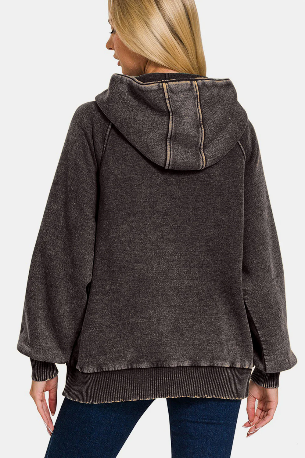 Carmen | Zenana Acid Wash Fleece Kangaroo Hoodie - Image 2