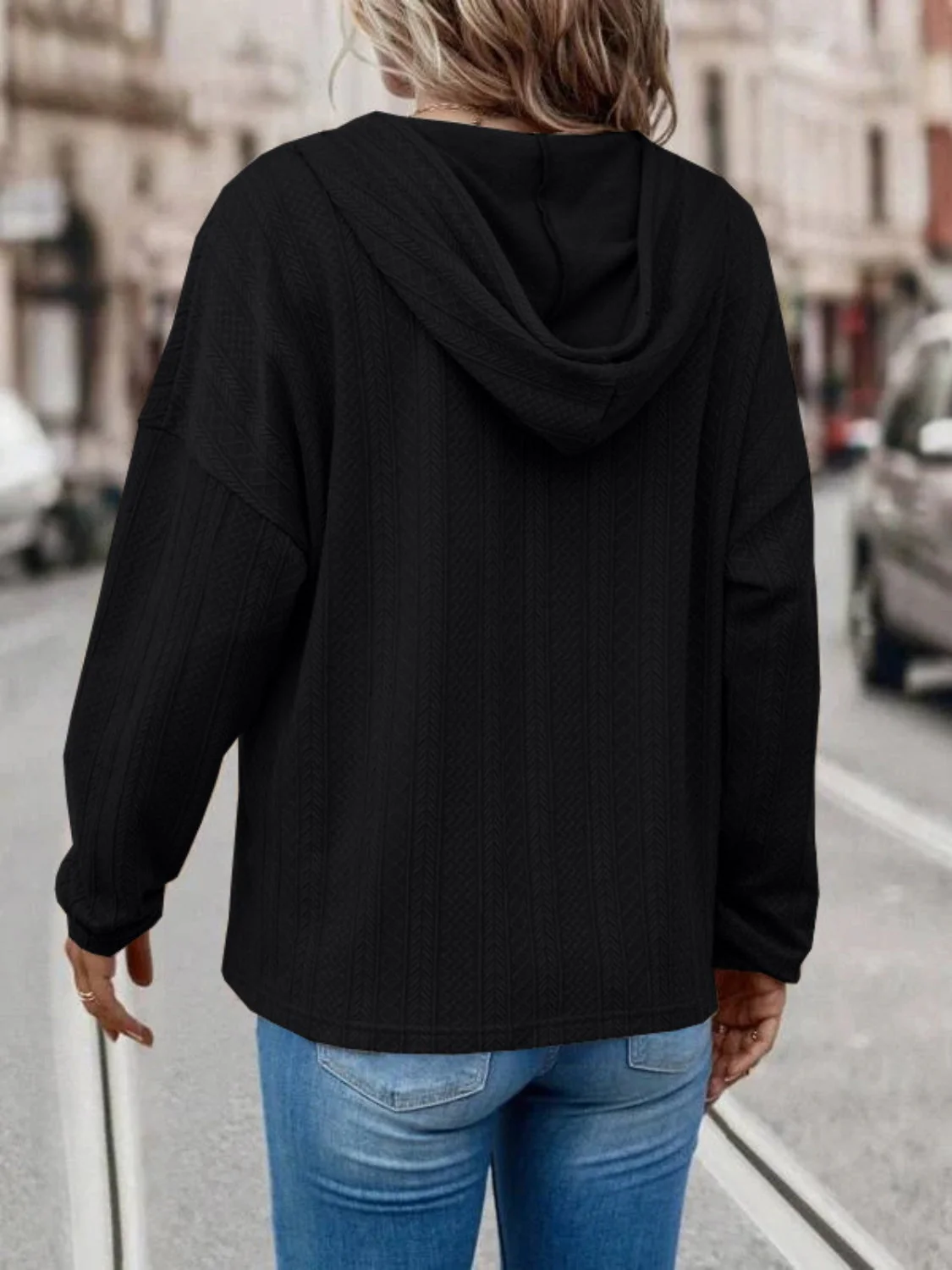 Carolina | Long sleeve hoodie with drawstring and dropped shoulders - Image 11