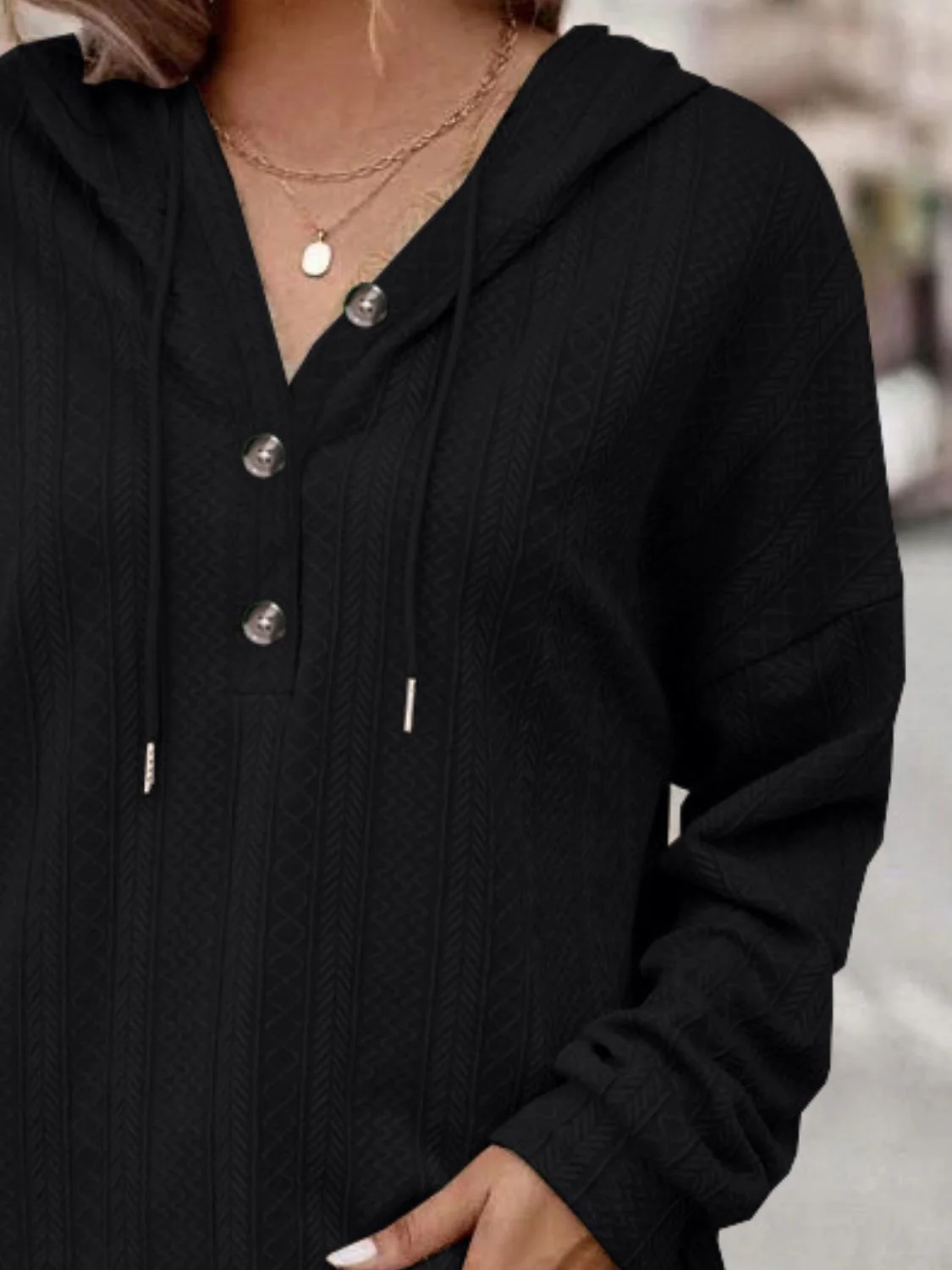 Carolina | Long sleeve hoodie with drawstring and dropped shoulders - Image 12