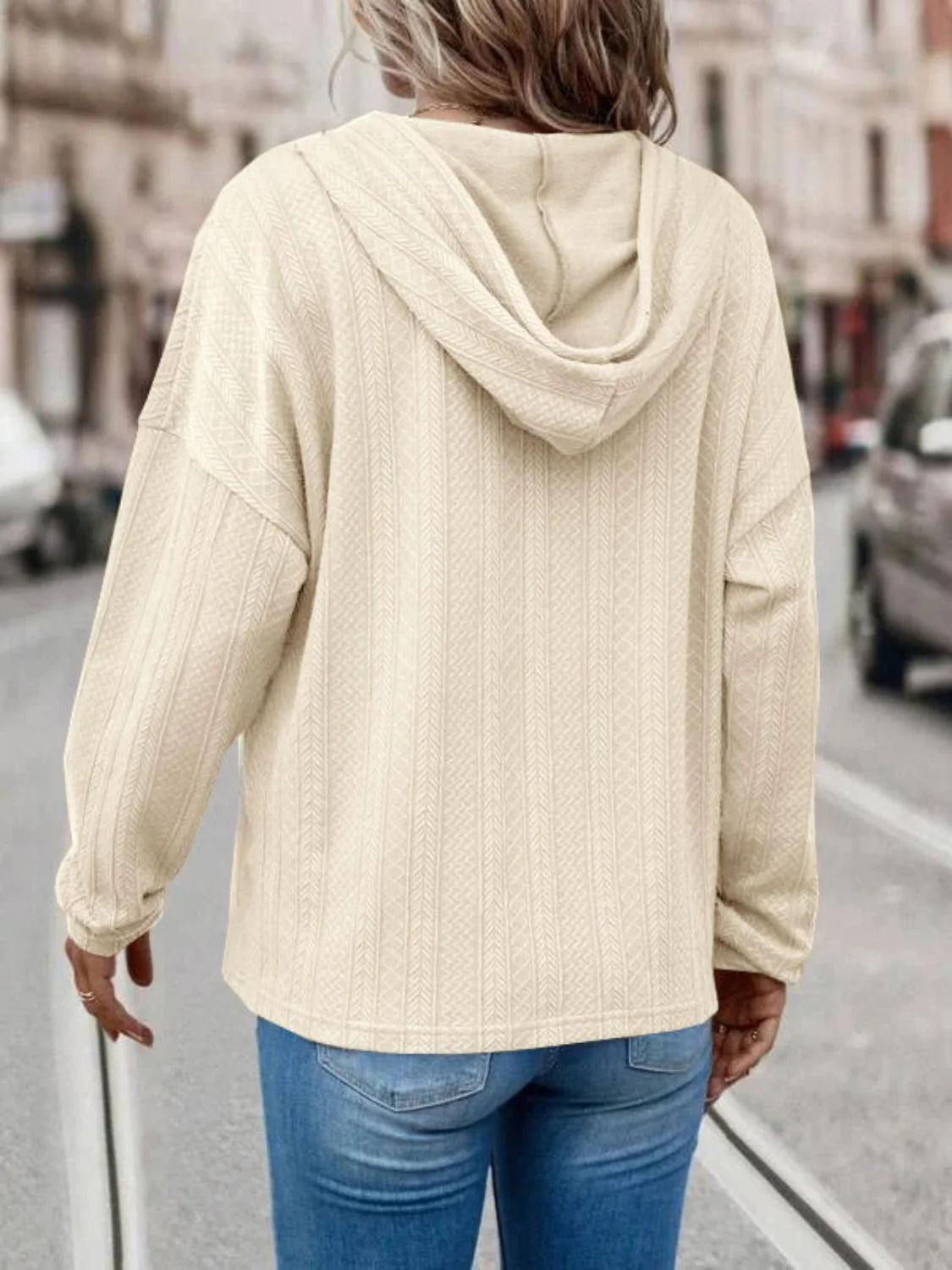 Carolina | Long sleeve hoodie with drawstring and dropped shoulders - Image 8