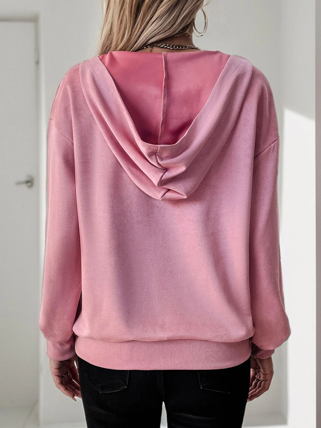 Carolina | Perfee Oblique Zipper Long Sleeve Hoodie - Image 2