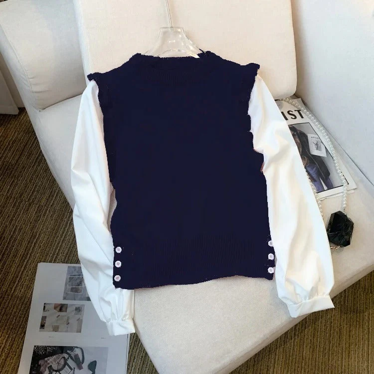 Carolina | Women's knitted vest with ruffle detail - Image 3