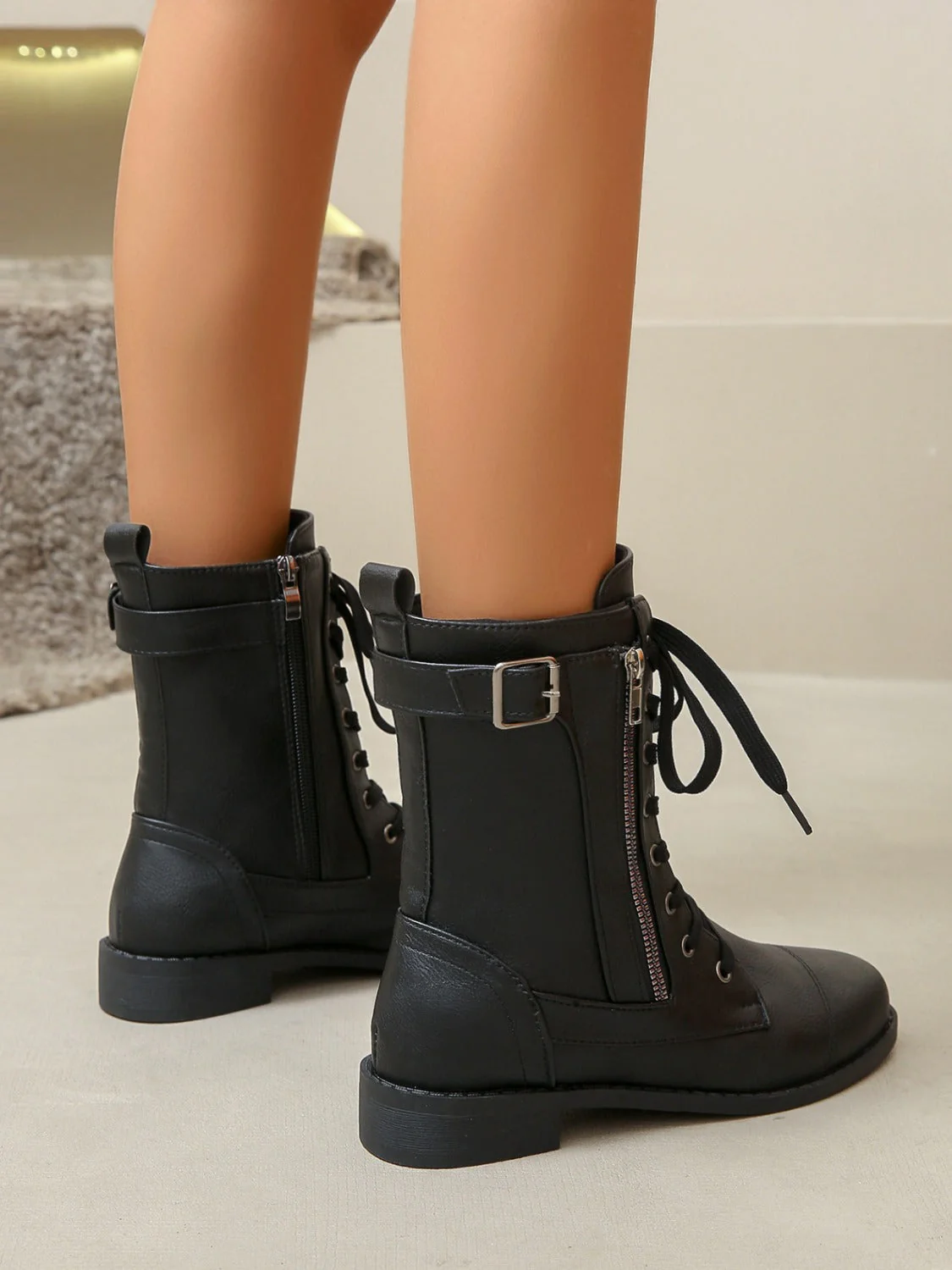 Catalina | PU leather lace-up boots - Image 2