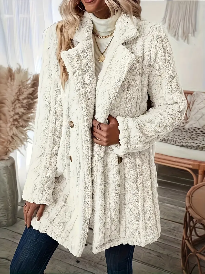 Catherine | Soft solid color thermal coat with long sleeves - Image 2