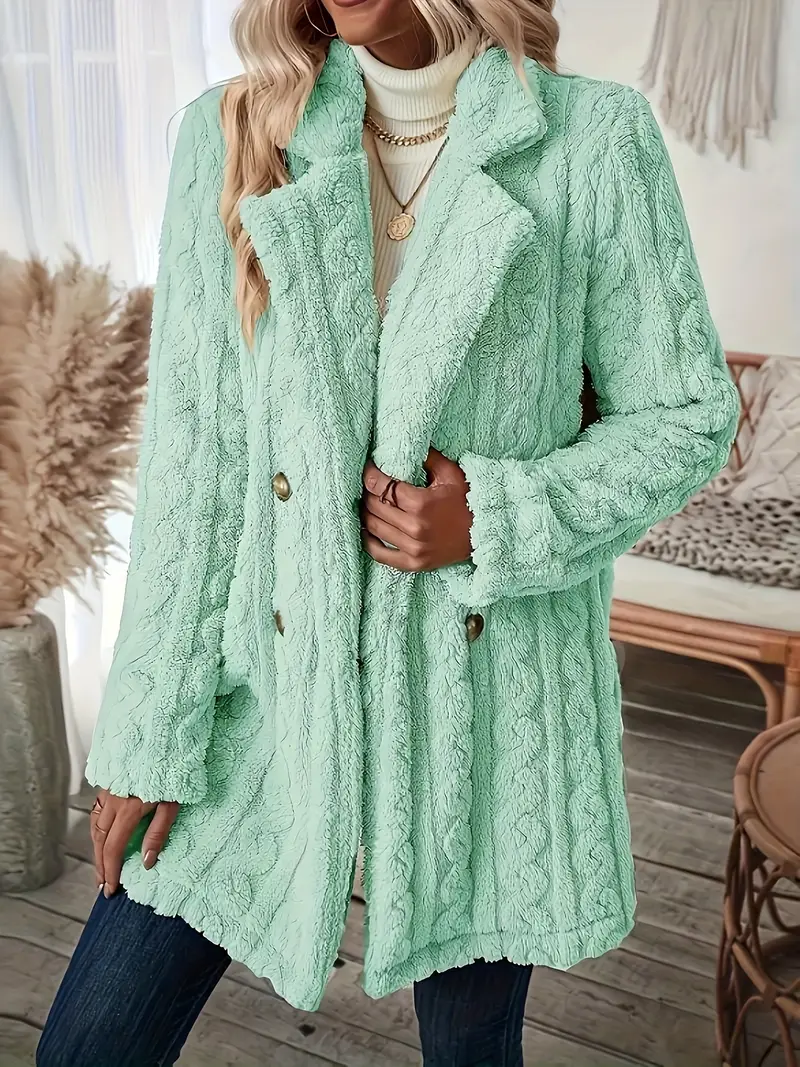 Catherine | Soft solid color thermal coat with long sleeves - Image 3
