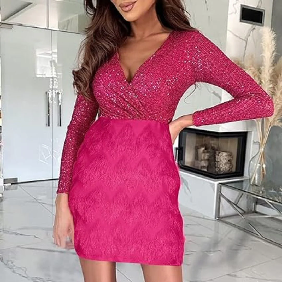 Celia® | Sequin Dress With V-Neck - Image 20