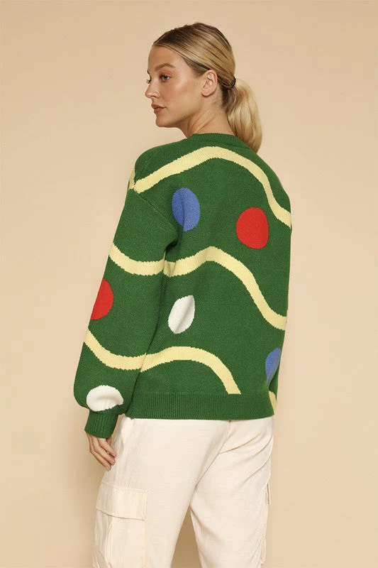 Seline | Knitted sweater with Christmas tree decorations - Image 4