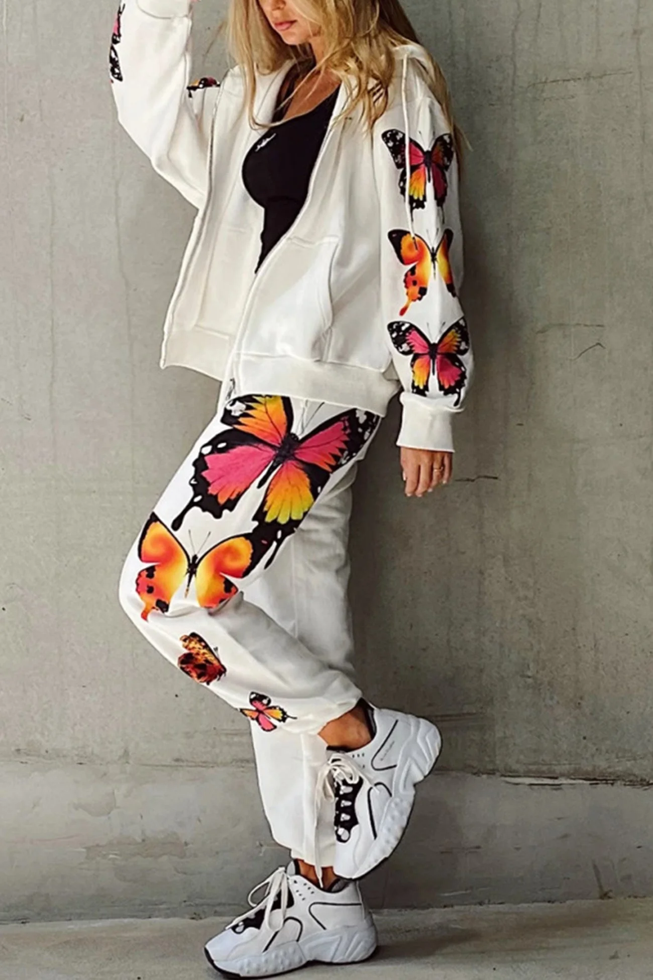 Charlotte | Butterfly print zip hoodie set - Image 5