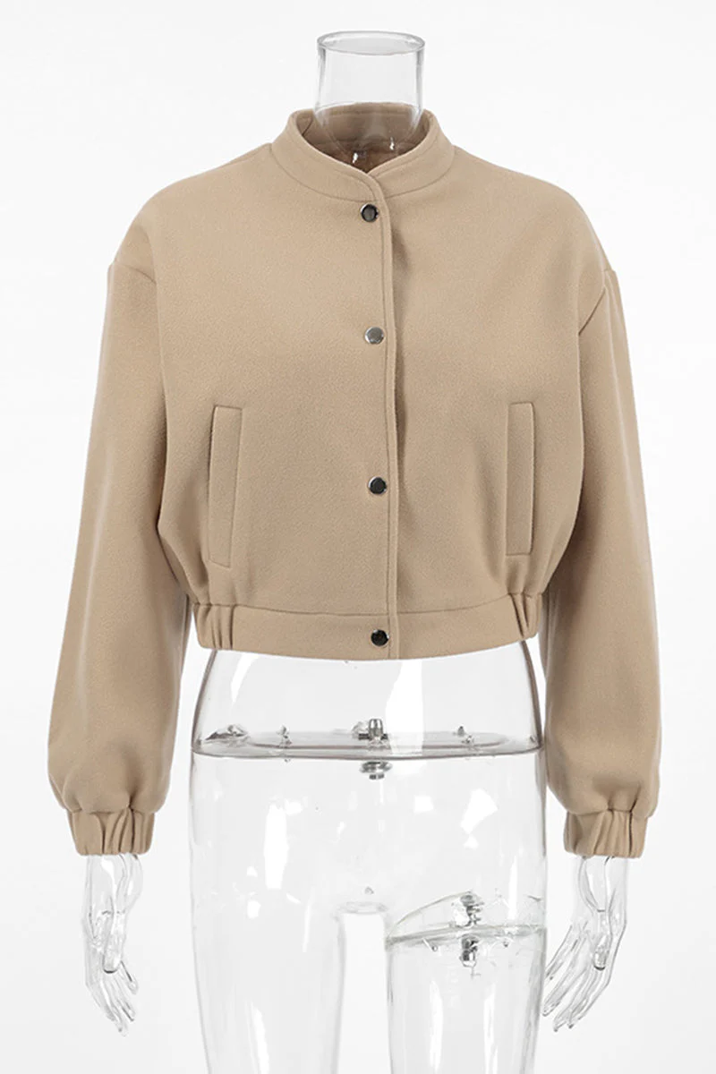 Charlotte | Casual street outerwear with plain pocket large mandarin collar - Image 5