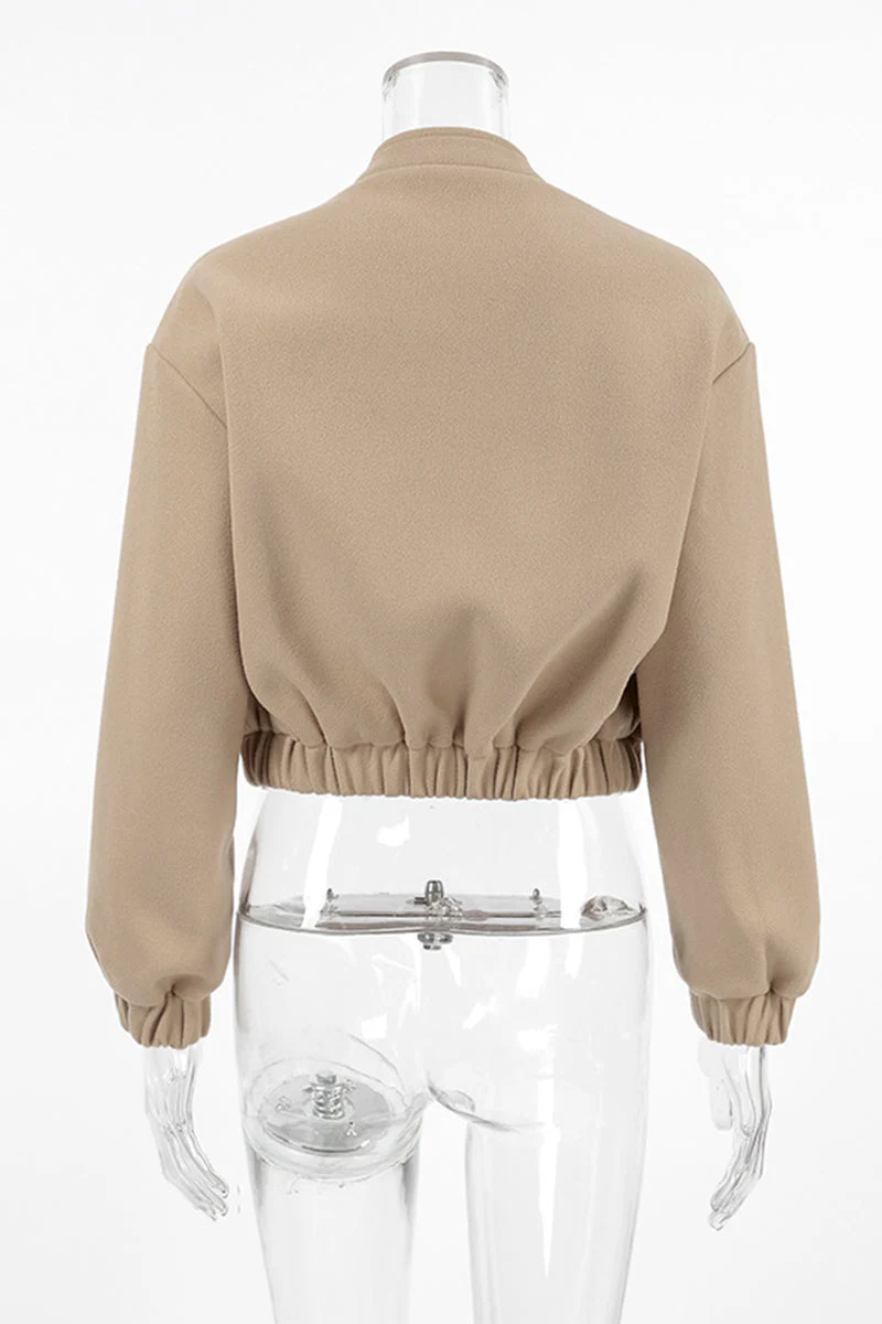 Charlotte | Casual street outerwear with plain pocket large mandarin collar - Image 7