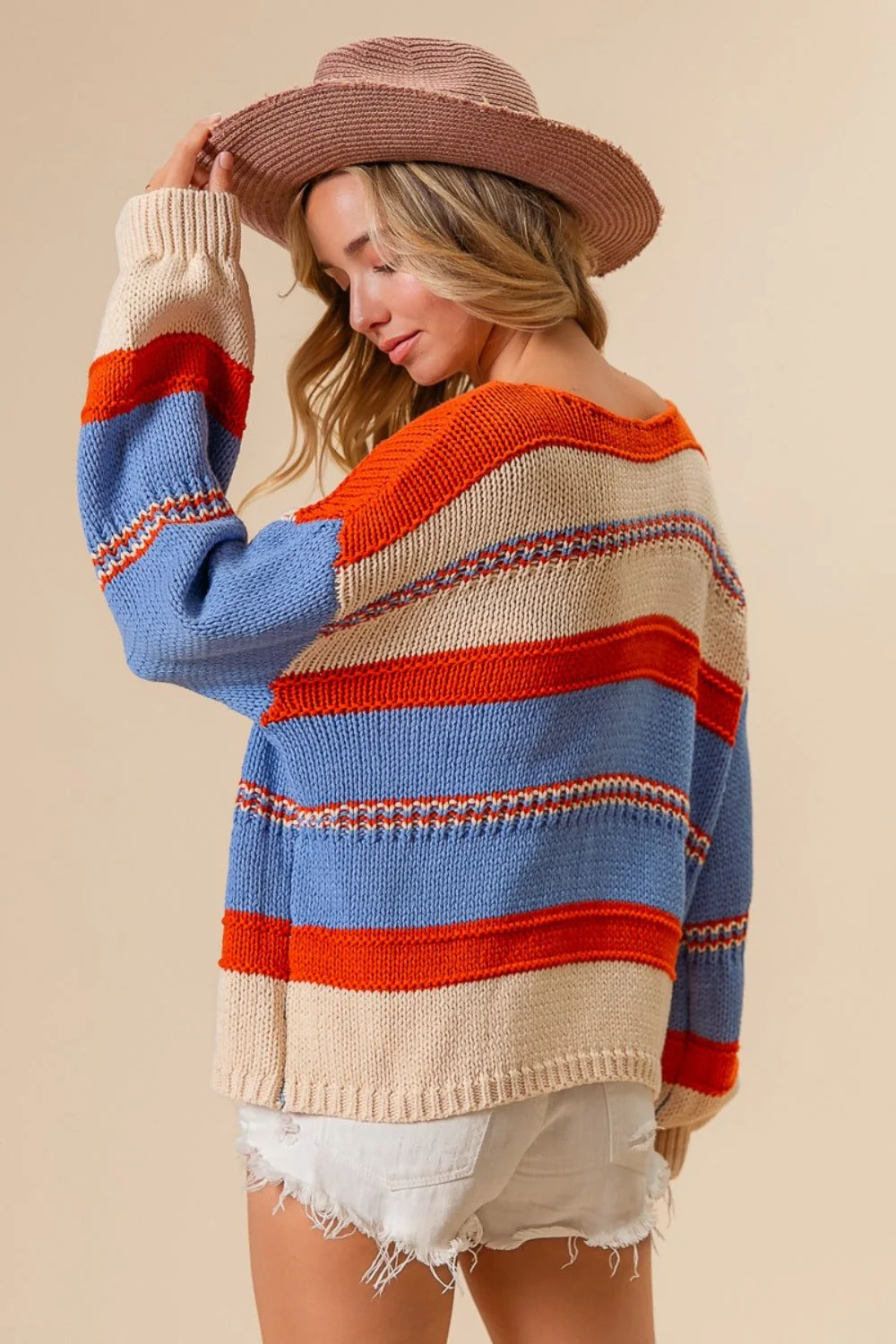 Charlotte | Multicolored striped scoop neck sweater - Image 2
