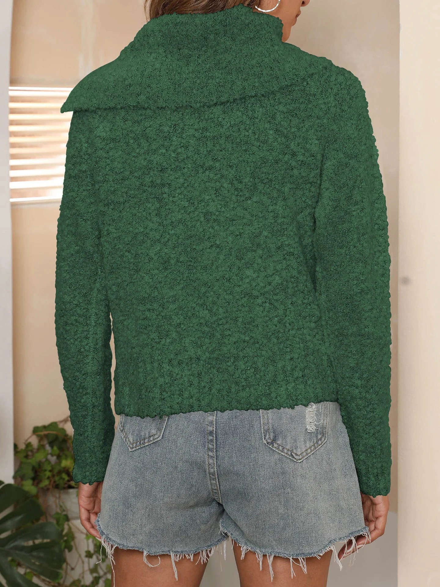 Clara | Asymmetrical long-sleeved sweater with collar - Image 6